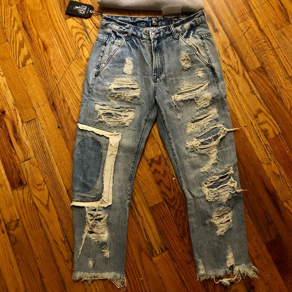 PRPS Ripped Blue Cropped Jeans